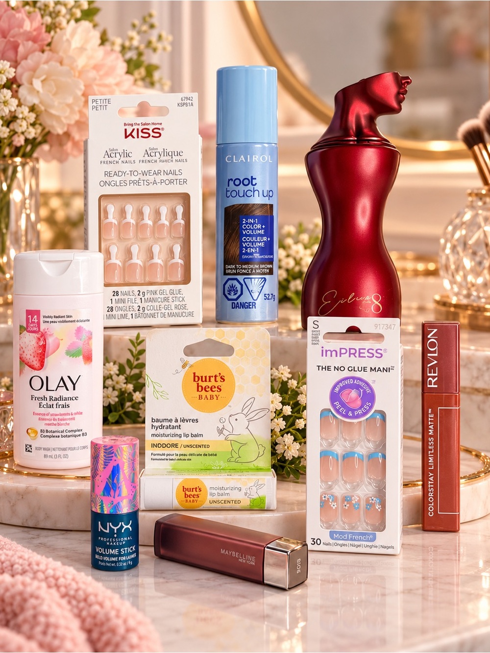 Beauty Makeup Bundle 9 Pieces Eilish Olay NYX Revlon Burt’s Bees NEW